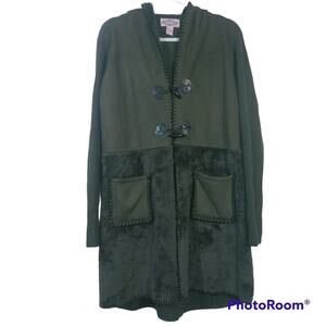 Oliver Long Line Mixed Media Hooded Sweater Cardigan Jacket Size L